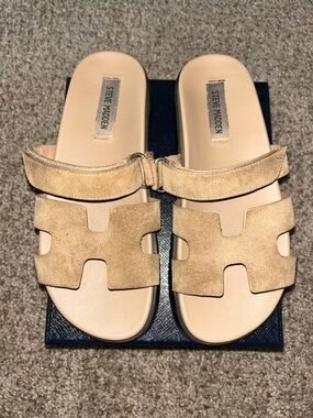 Steve Madden Women's Beige Suede Slide Sandals